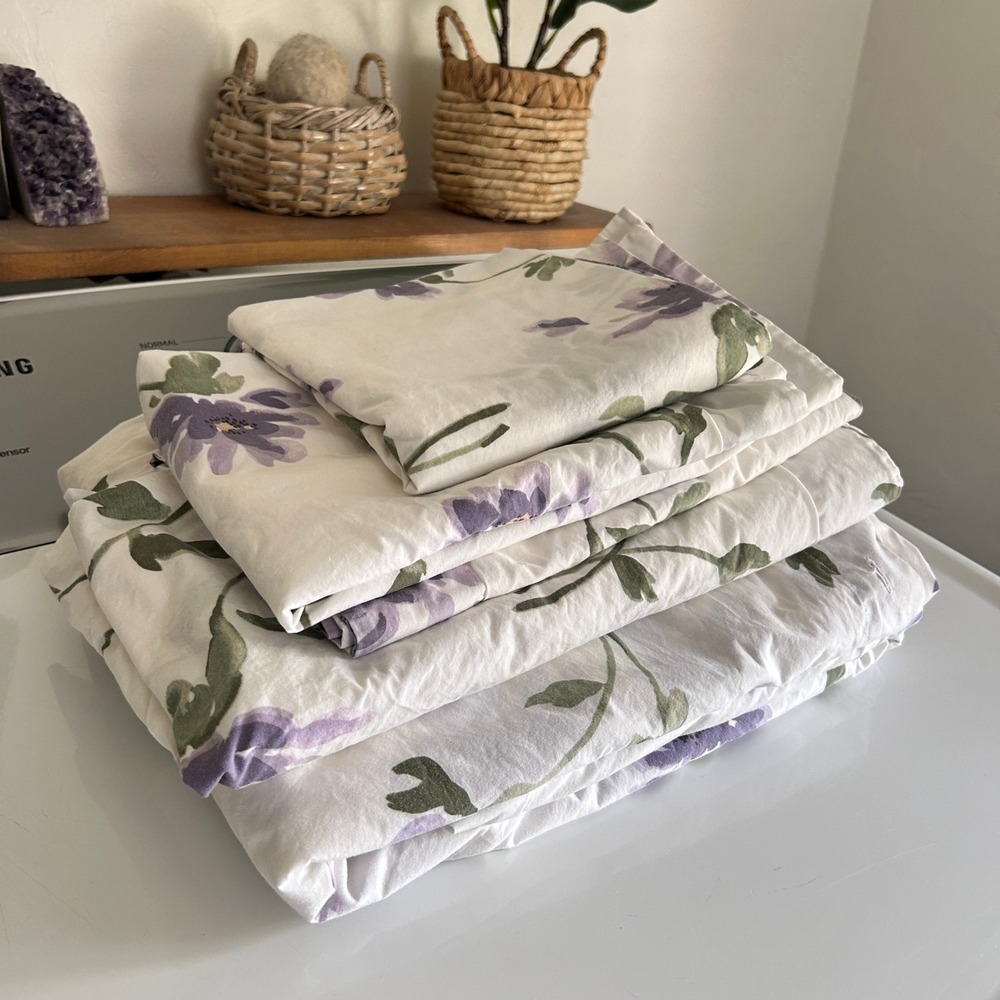 Pottery Barn Audrey Floral Queen Duvet Cover 2 Standard 2 Euro Shams 5pc Set